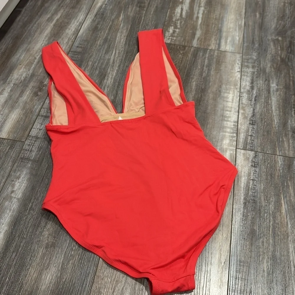 J. Crew Plunge V-Neck One-Piece Swimsuit Red size 10